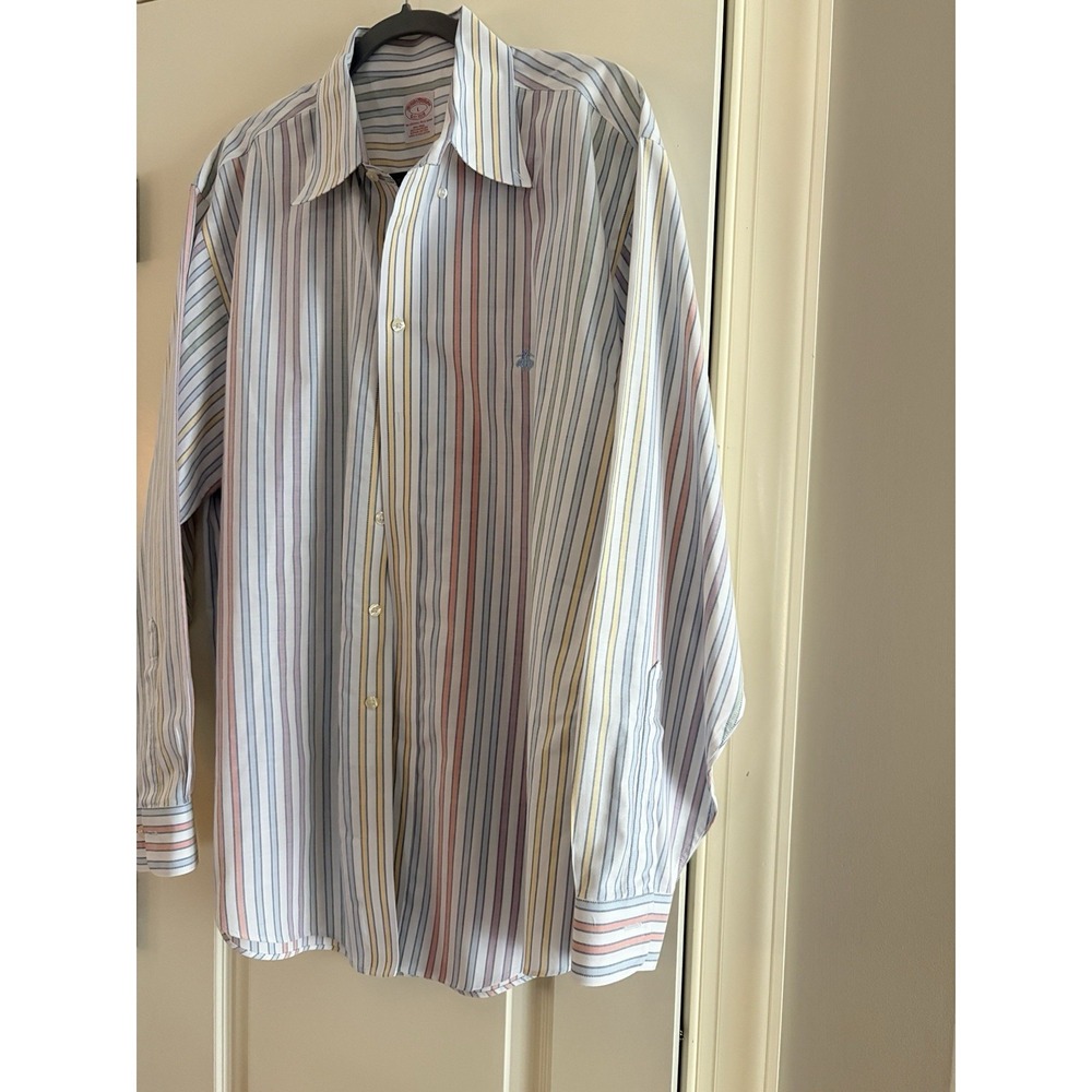 Brooks Brothers  Button Down Shirt Mens  LG pastel stripe 100% cotton Heritage - Picture 13 of 16